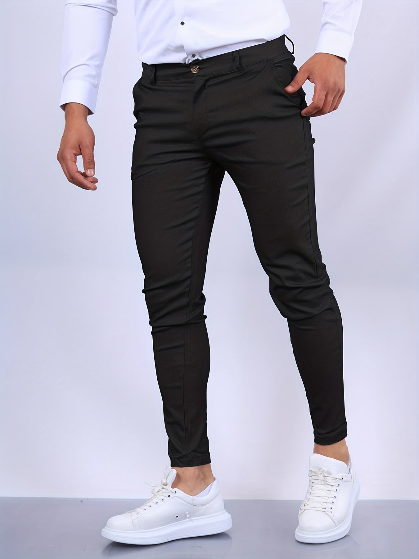 Polyester Blend Dress Pants - Slim Cut & Flexible Shape
