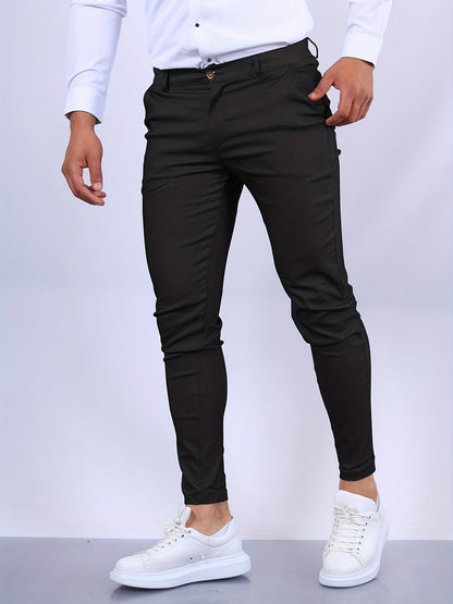 Polyester Blend Dress Pants - Slim Cut & Flexible Shape