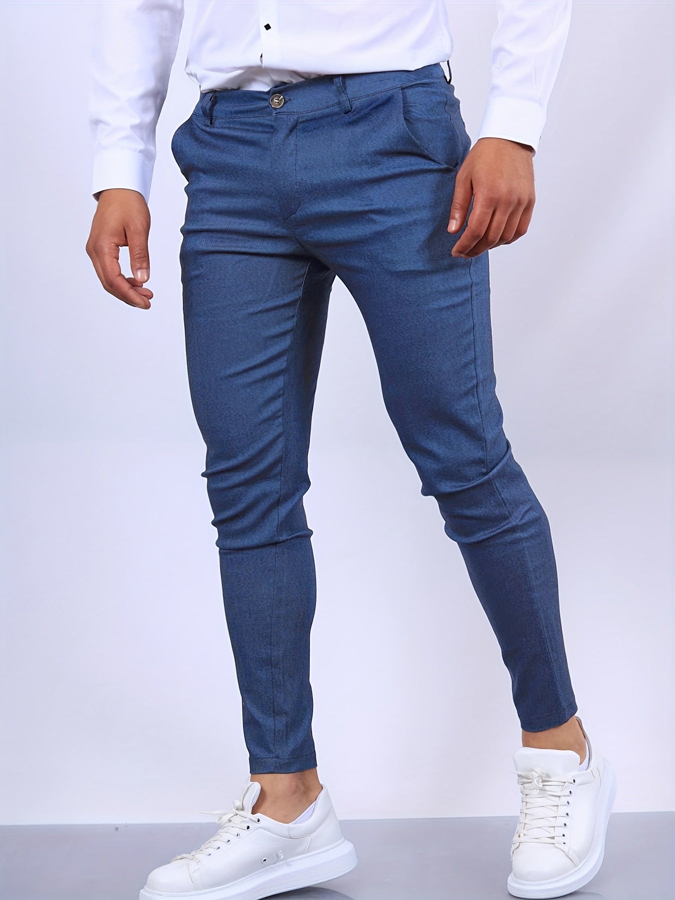 Polyester Blend Dress Pants - Slim Cut & Flexible Shape