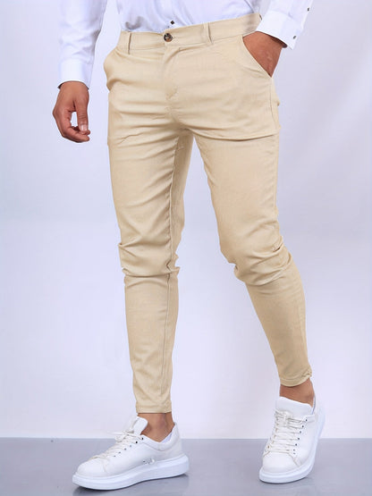 Polyester Blend Dress Pants - Slim Cut & Flexible Shape