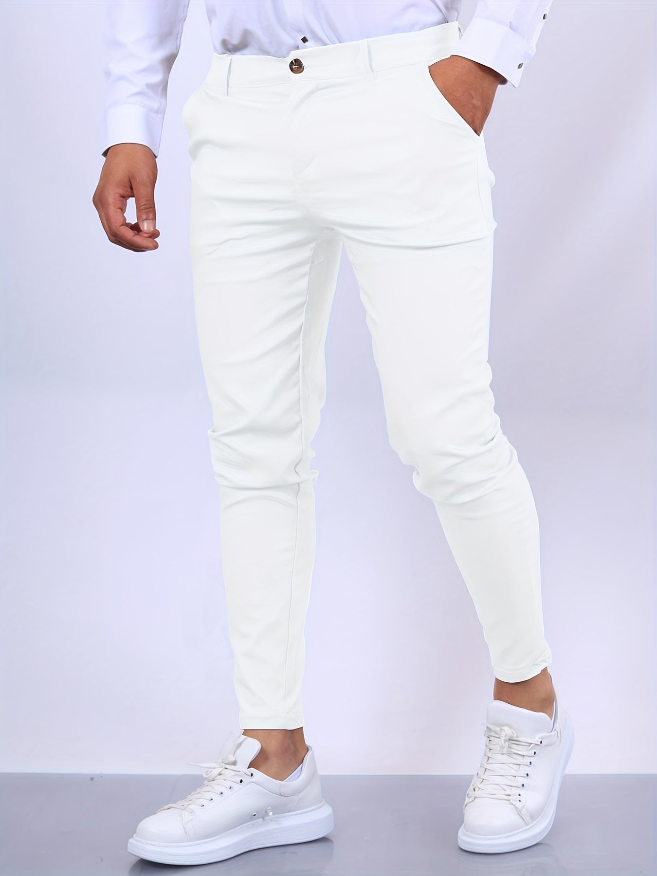 Polyester Blend Dress Pants - Slim Cut & Flexible Shape