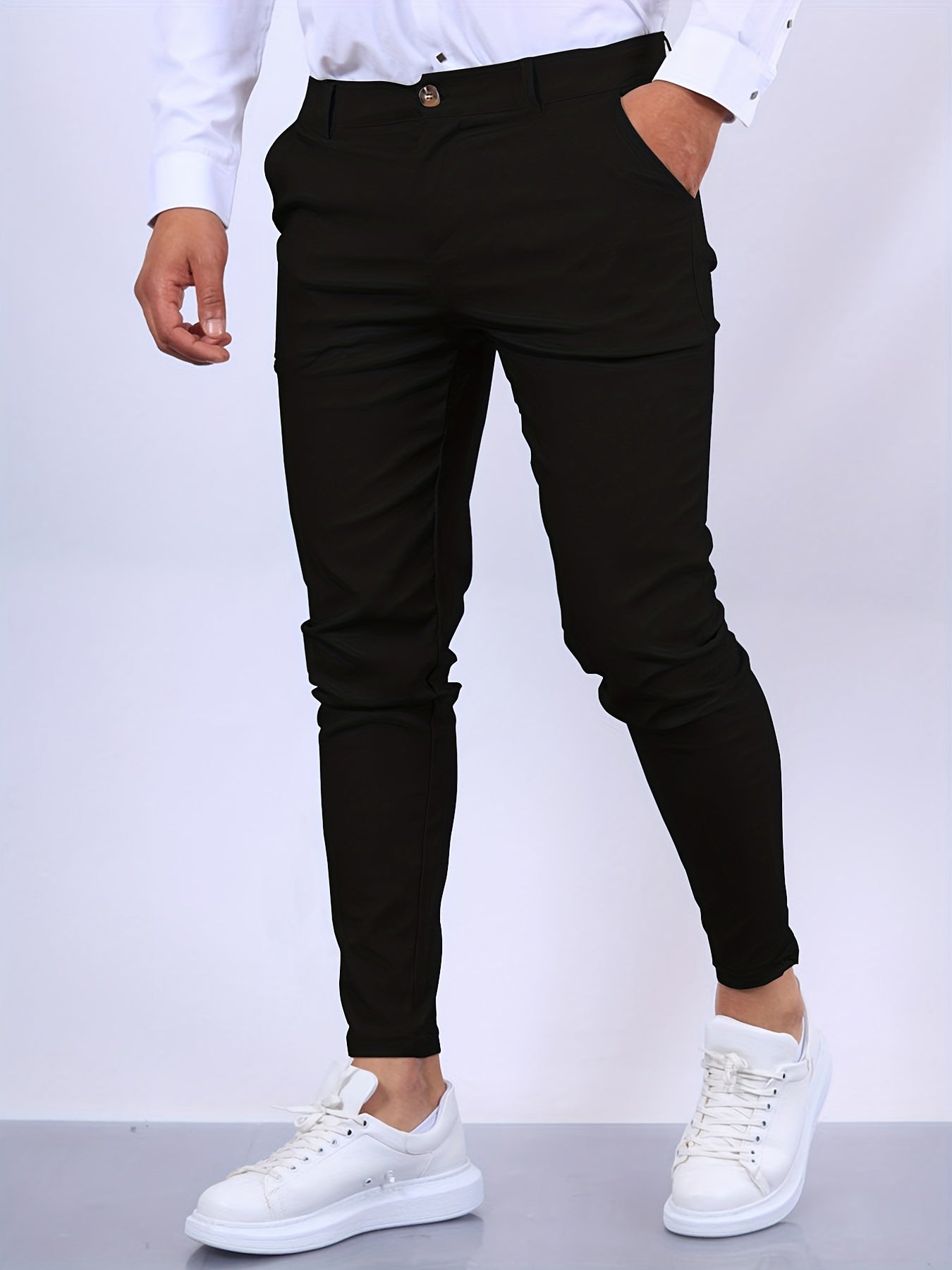 Polyester Blend Dress Pants - Slim Cut & Flexible Shape