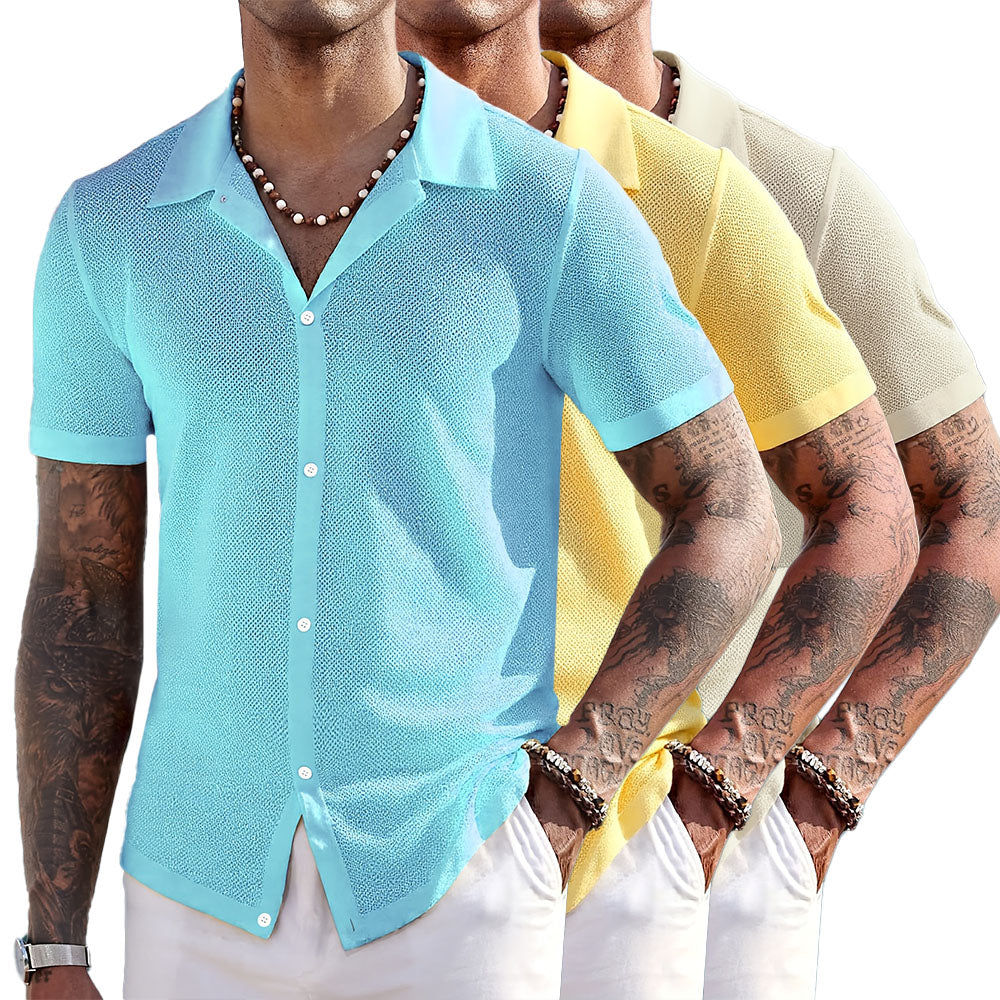 Polyester Blend Knit Shirt – Mesh Body & Cool Breathability