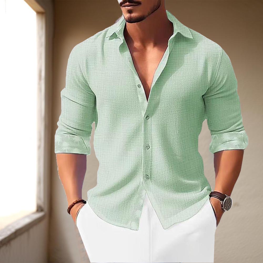 Polyester Blend Shirt – Classic Collar & Adjustable Cuff
