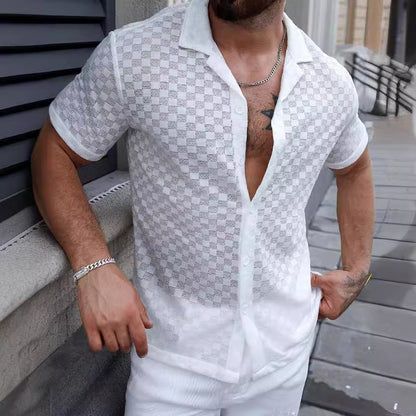 Polyester Blend Shirt - Lace Panel & Breathable Light Fit