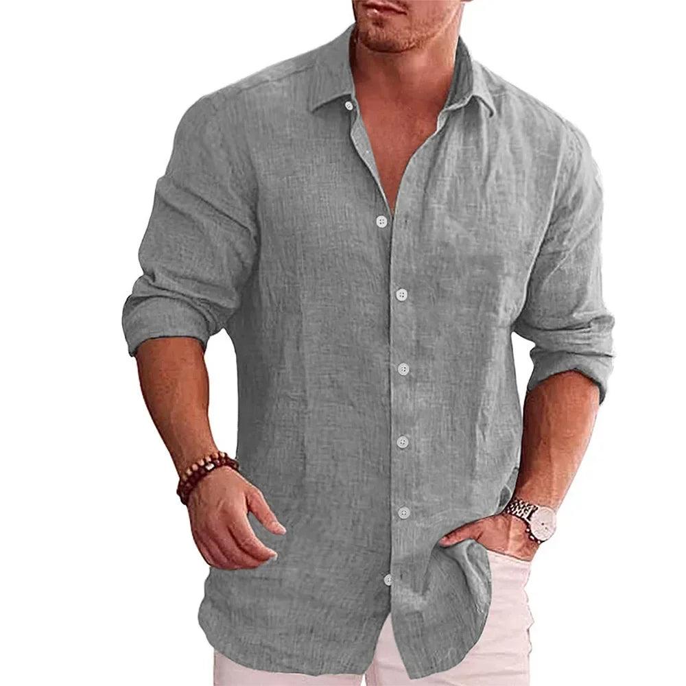 Polyester Blend Shirt - Turn Down Collar And Breathable Fit
