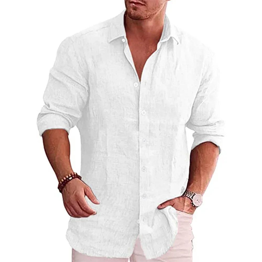 Polyester Blend Shirt - Turn Down Collar And Breathable Fit