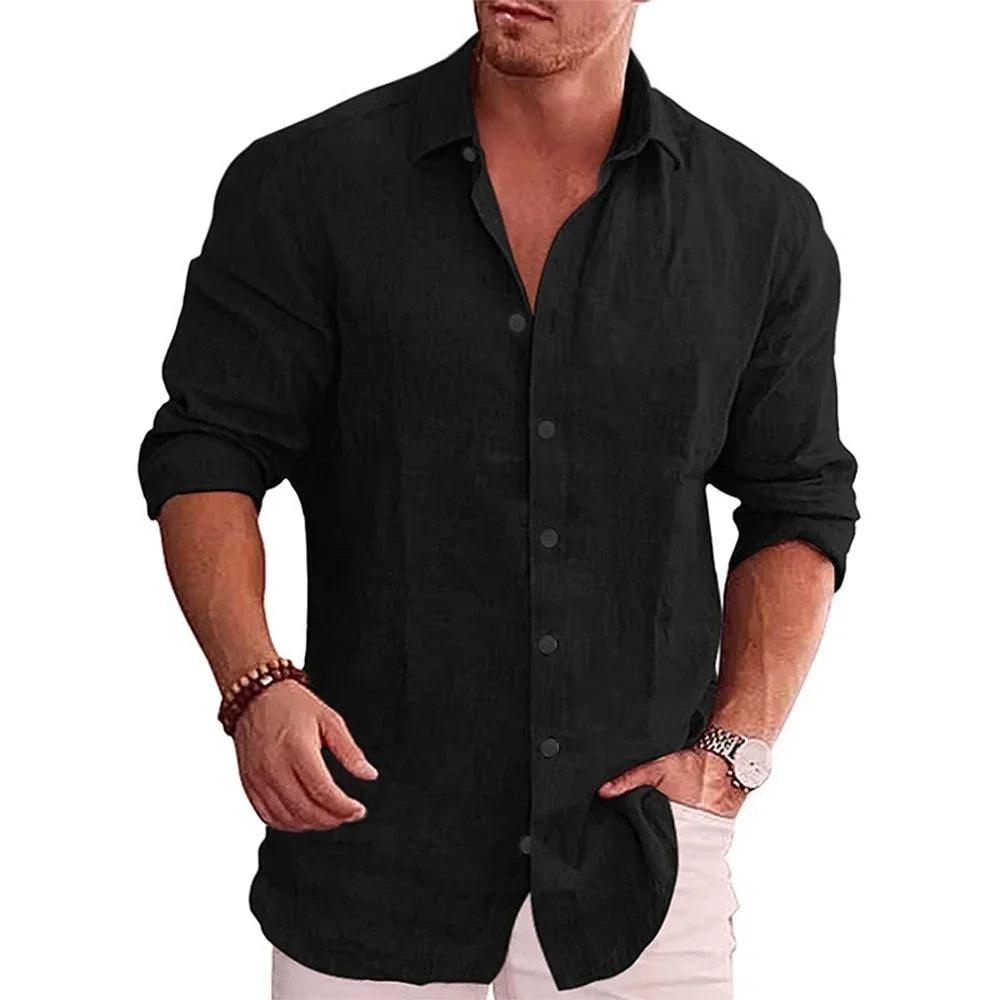 Polyester Blend Shirt - Turn Down Collar And Breathable Fit