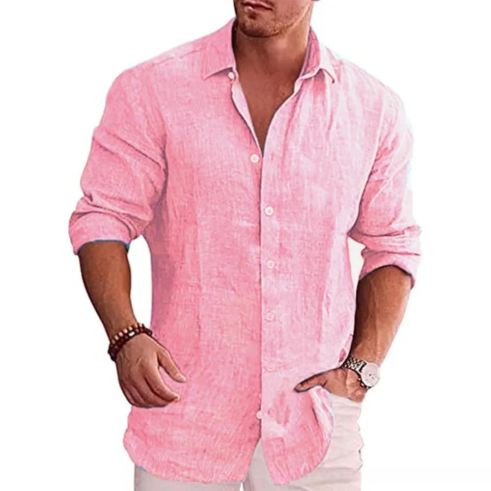 Polyester Blend Shirt - Turn Down Collar And Breathable Fit
