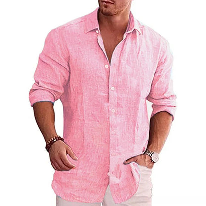 Polyester Blend Shirt - Turn Down Collar And Breathable Fit