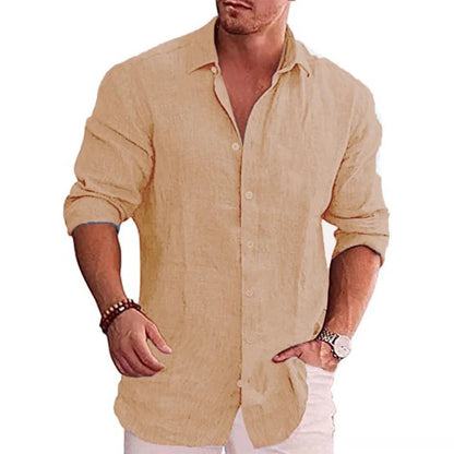 Polyester Blend Shirt - Turn Down Collar And Breathable Fit