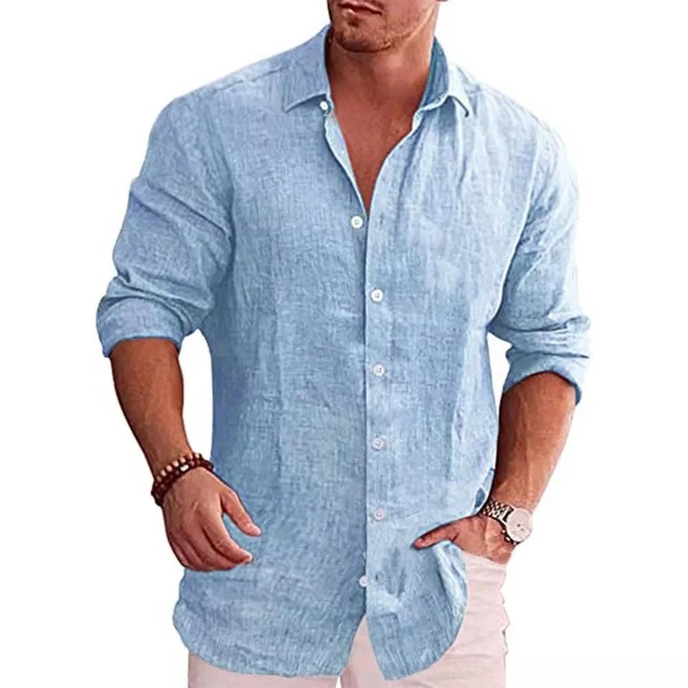 Polyester Blend Shirt - Turn Down Collar And Breathable Fit
