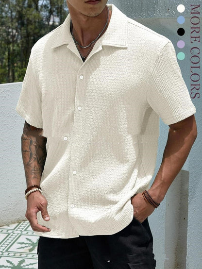Polyester Blend Short-Sleeve Shirt - Modern Fit & Easy Move