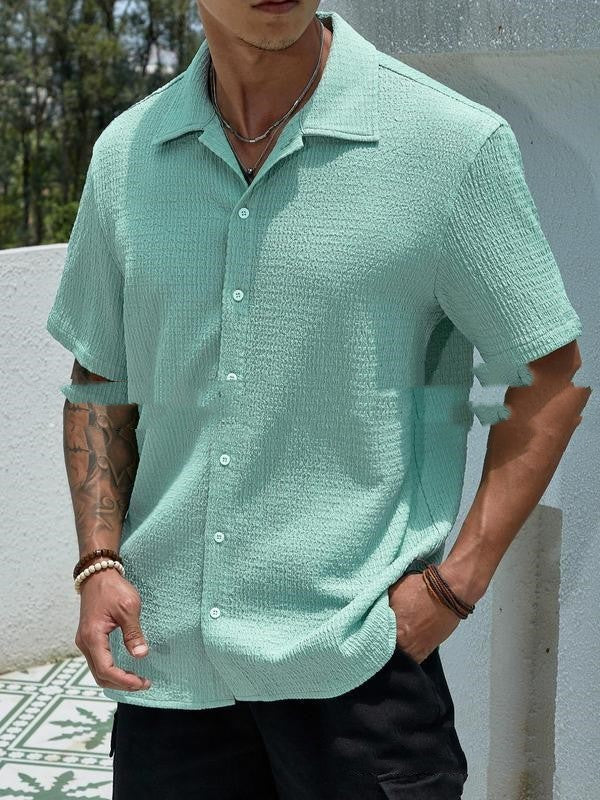 Polyester Blend Short-Sleeve Shirt - Modern Fit & Easy Move