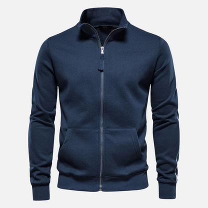 Polyester Blend Sweater - Half Zip And Neck Shield Design