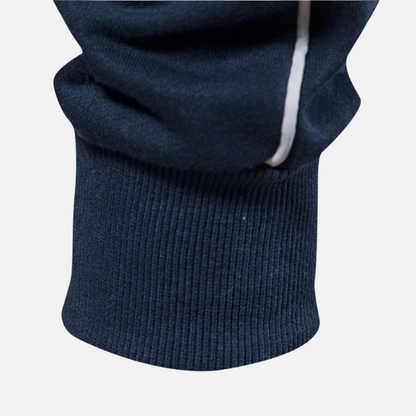 Polyester Blend Sweater - Half Zip And Neck Shield Design