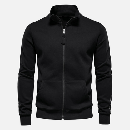 Polyester Blend Sweater - Half Zip And Neck Shield Design