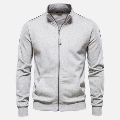 Polyester Blend Sweater - Half Zip And Neck Shield Design