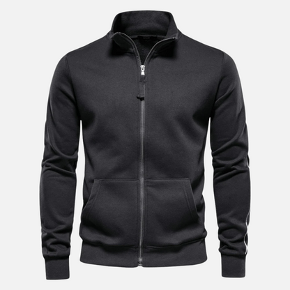 Polyester Blend Sweater - Half Zip And Neck Shield Design