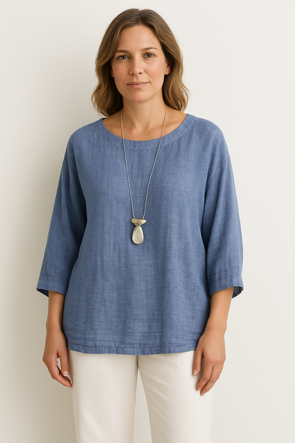 Polyester Blend Top - Round Neck And Breathable Easy Fit