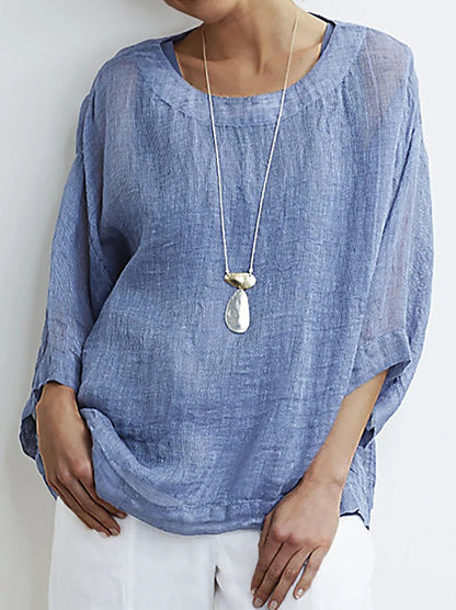 Polyester Blend Top - Round Neck And Breathable Easy Fit