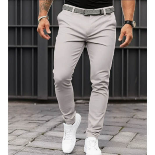 Polyester Blend Trousers - Straight Leg And Secure Waist