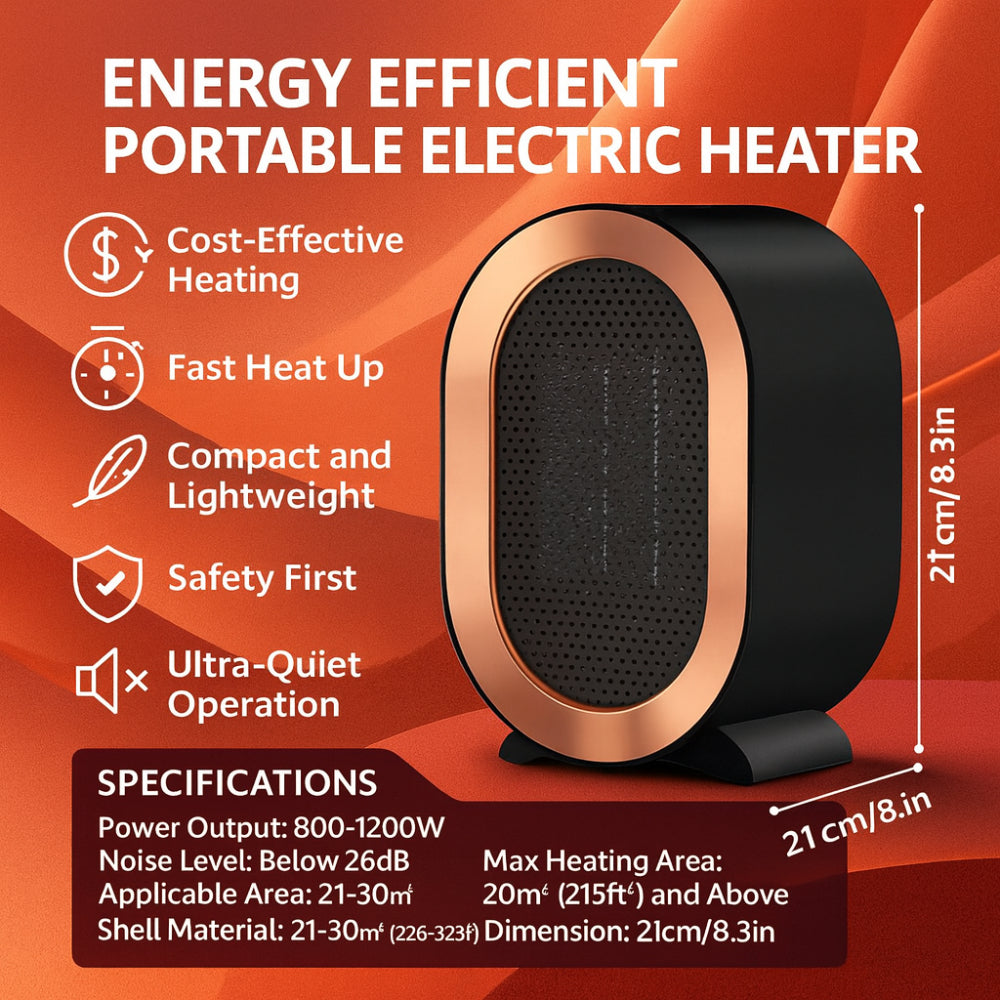 HeatEase | Portable Ceramic Space Heater for Quick, Quiet Heating