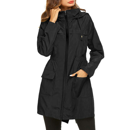 Candice | Women’s Practical Rain Jacket – Packable Hooded Coat with Waist Drawstring for Stylish Rain Protection