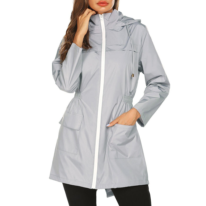 Candice | Women’s Practical Rain Jacket – Packable Hooded Coat with Waist Drawstring for Stylish Rain Protection