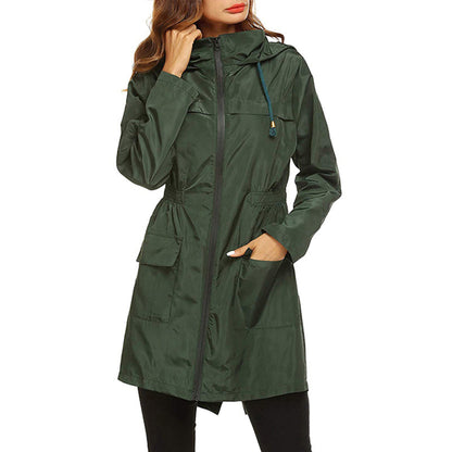 Candice | Women’s Practical Rain Jacket – Packable Hooded Coat with Waist Drawstring for Stylish Rain Protection