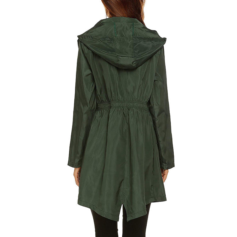 Candice | Women’s Practical Rain Jacket – Packable Hooded Coat with Waist Drawstring for Stylish Rain Protection