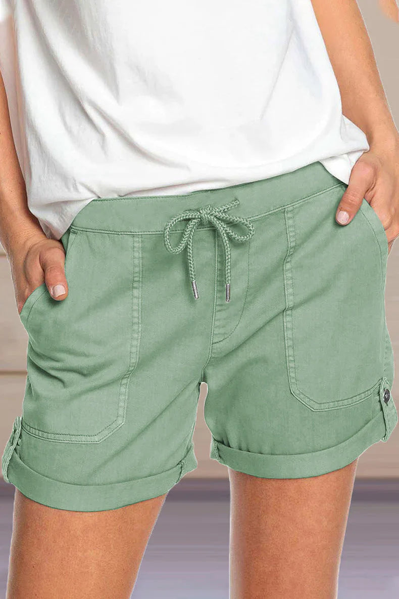 Prisha Shorts | Adjustable Waist Turned-Up Shorts