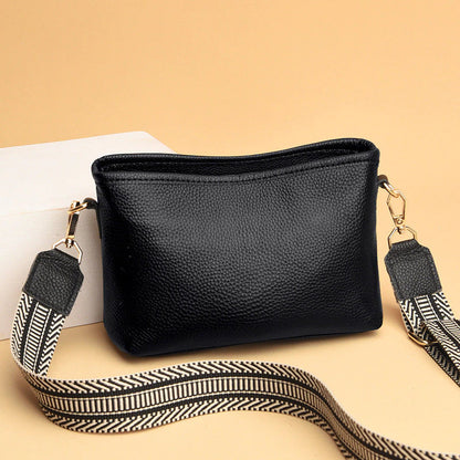Small shoulder bag for women with wide guitar strap