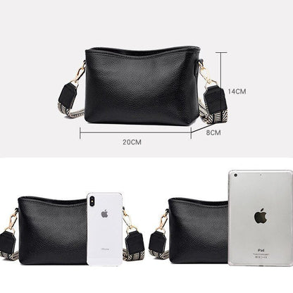 Small shoulder bag for women with wide guitar strap