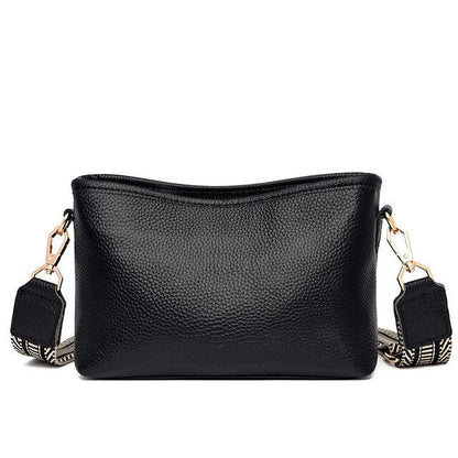 Small shoulder bag for women with wide guitar strap