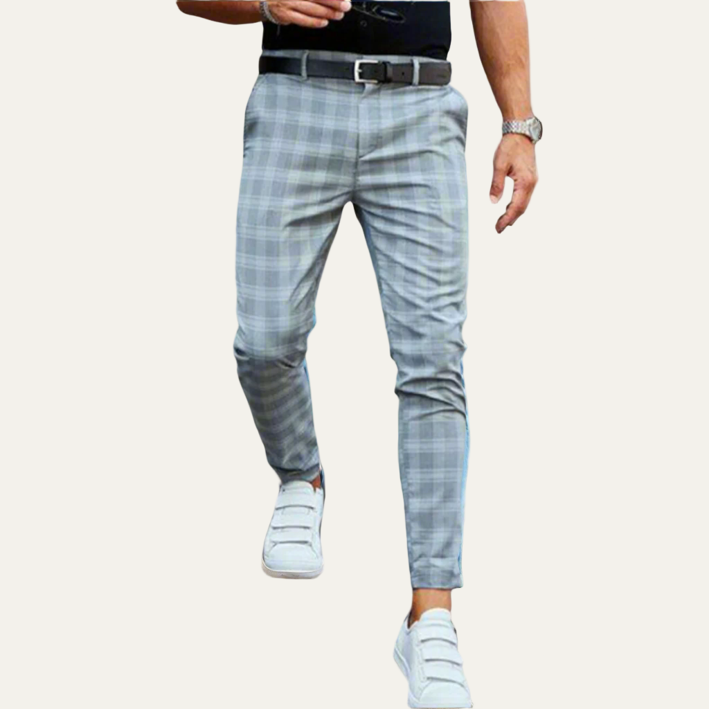 Men’s Slim Check Pattern Dress Trousers