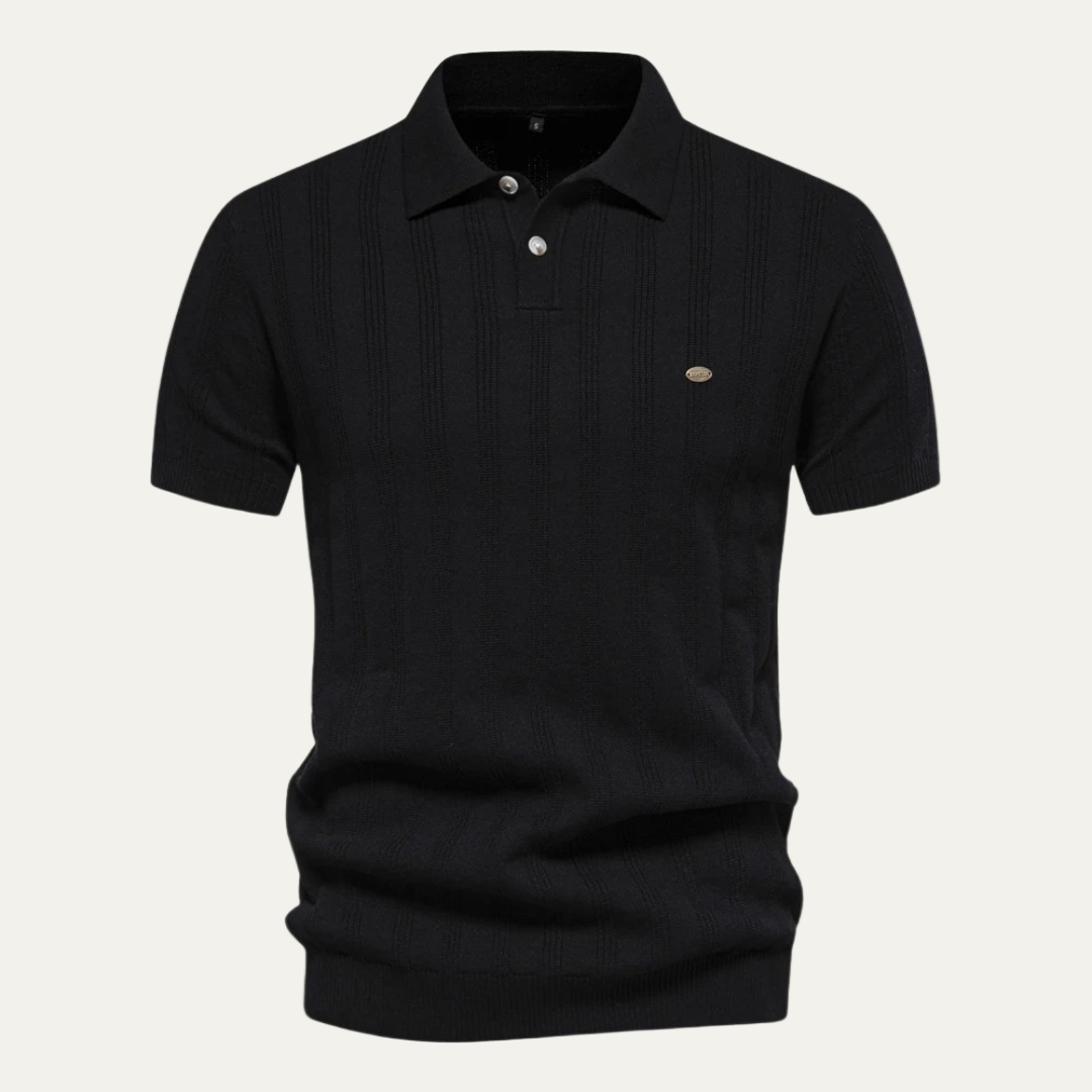 Men’s Textured Knit Short Sleeve Polo