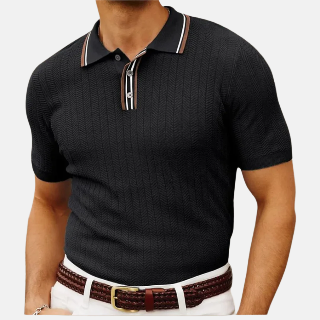 Men’s Textured Chevron Knit Polo Shirt