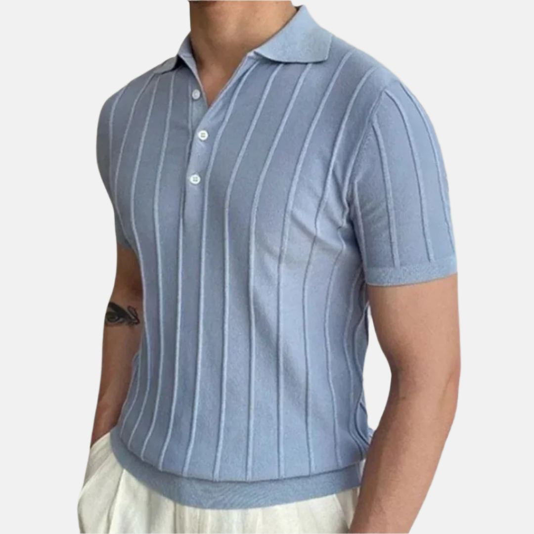 Men’s Retro Textured Knit Polo Shirt