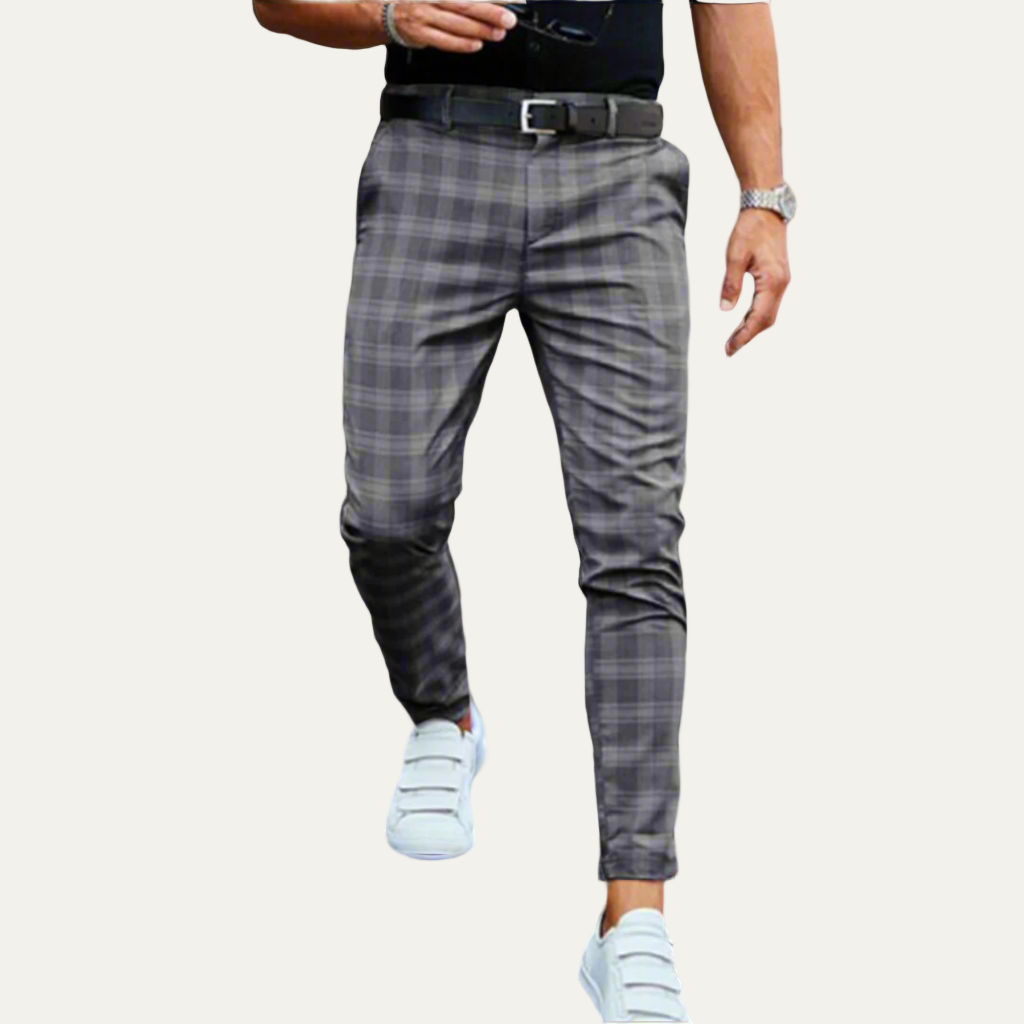 Men’s Slim Check Pattern Dress Trousers