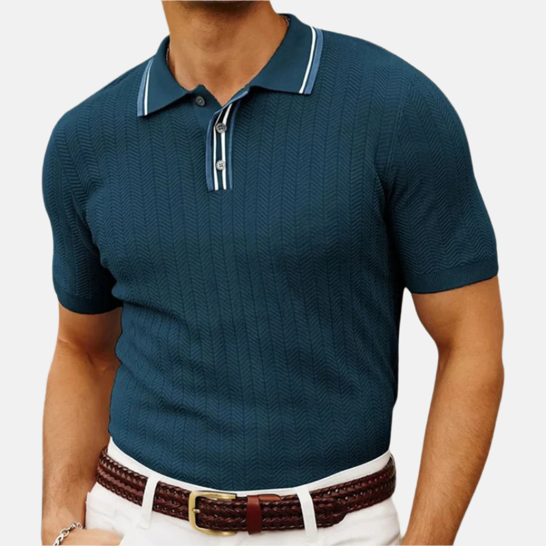 Men’s Textured Chevron Knit Polo Shirt