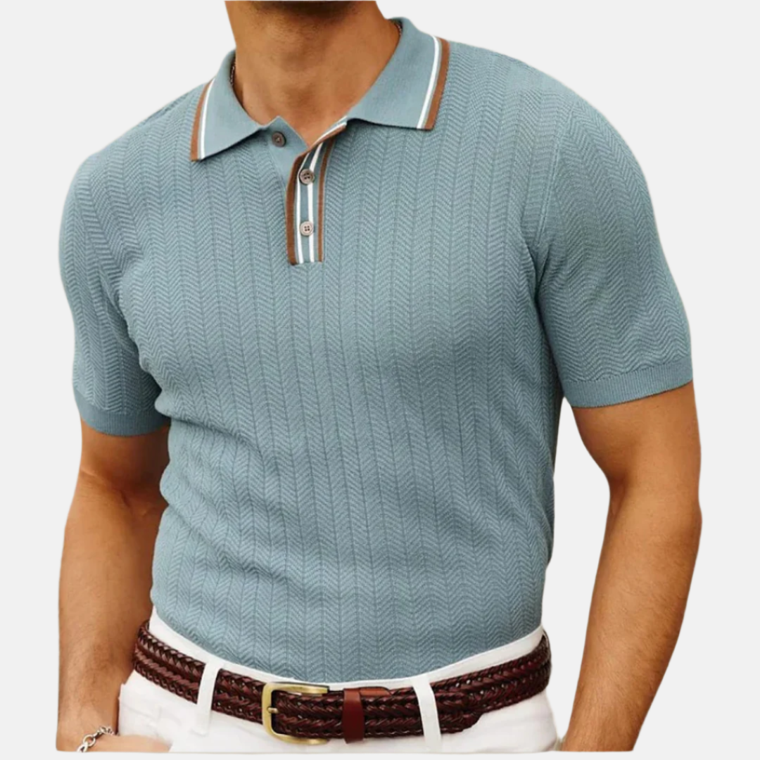 Men’s Textured Chevron Knit Polo Shirt