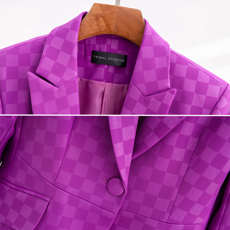 Classic Fit Checked Blazer for Women - BritishElegance