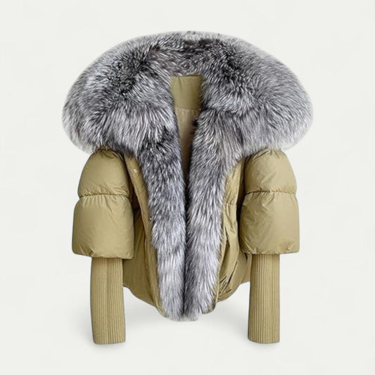 Women’s Cropped Fur Collar Puffer Jacket