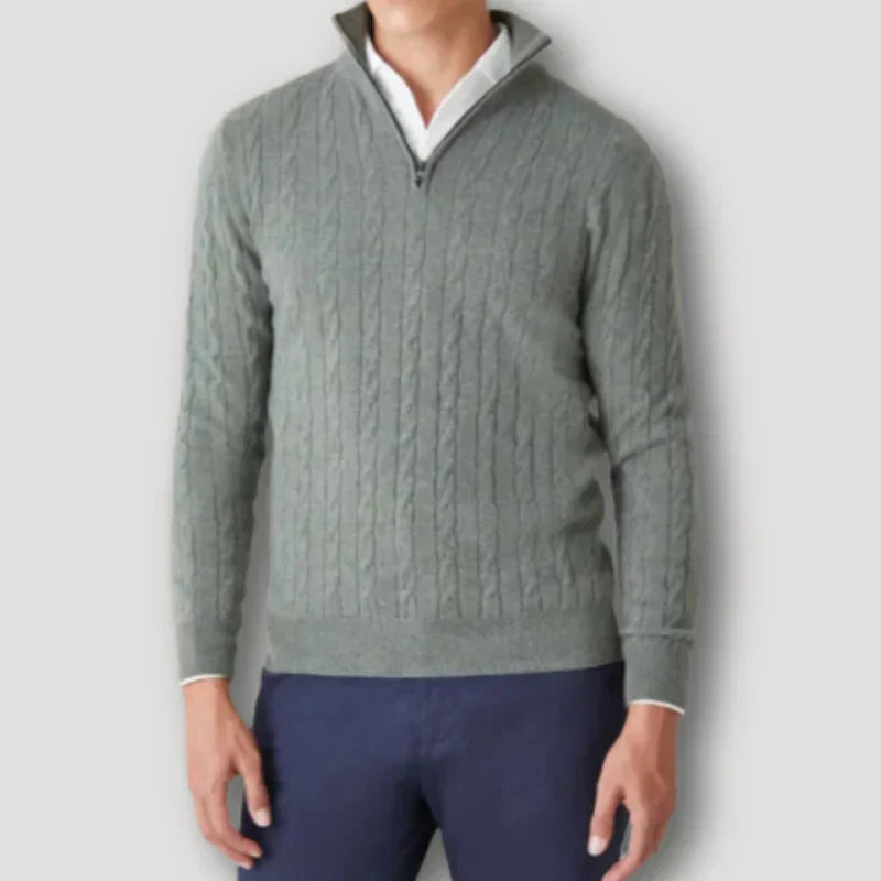 Men's Italian Cashmere Zip-Up Sweater by Rendor