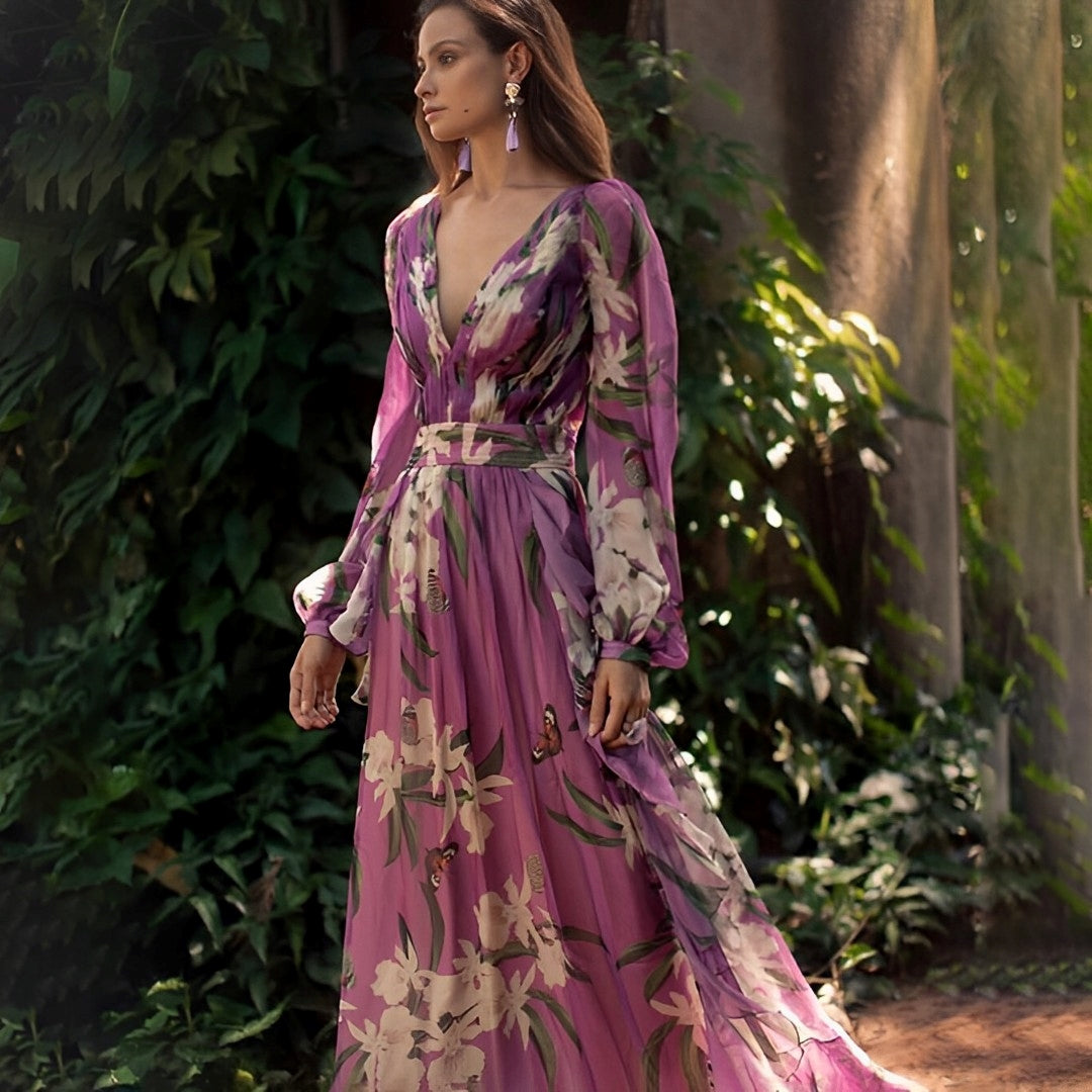 Elegant Ladies Summer Floral Maxi Dress - BritishElegance