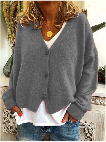 Warm Women's V-Neck Wool Cardigan Sweater