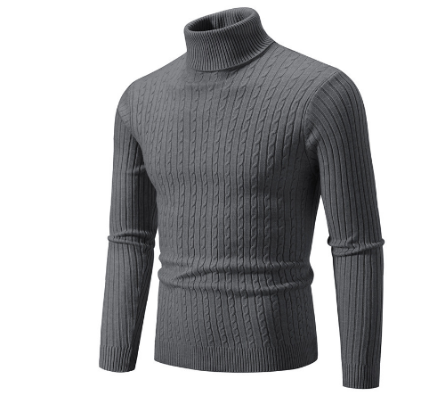 Cevori Slim Fit Wool Cable Knit Turtleneck Jumper