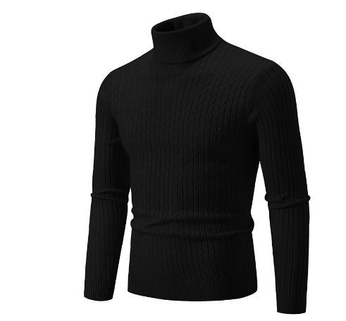 Cevori Slim Fit Wool Cable Knit Turtleneck Jumper