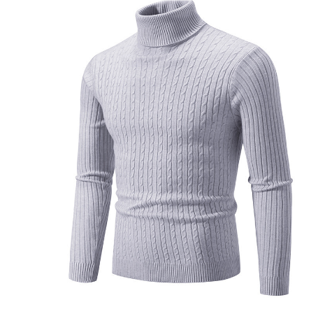 Cevori Slim Fit Wool Cable Knit Turtleneck Jumper